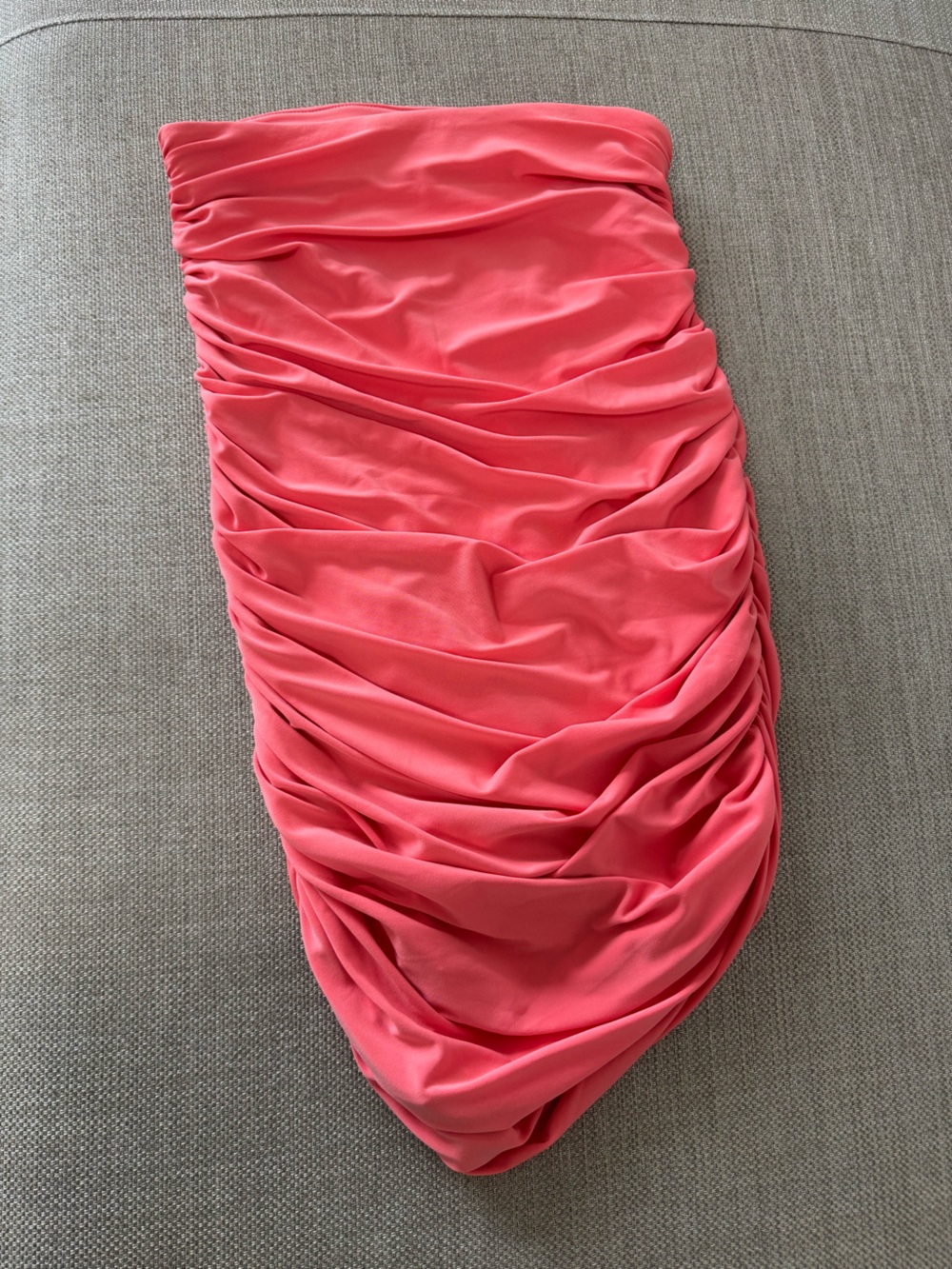 Express Strapless Ruched Coral Dress